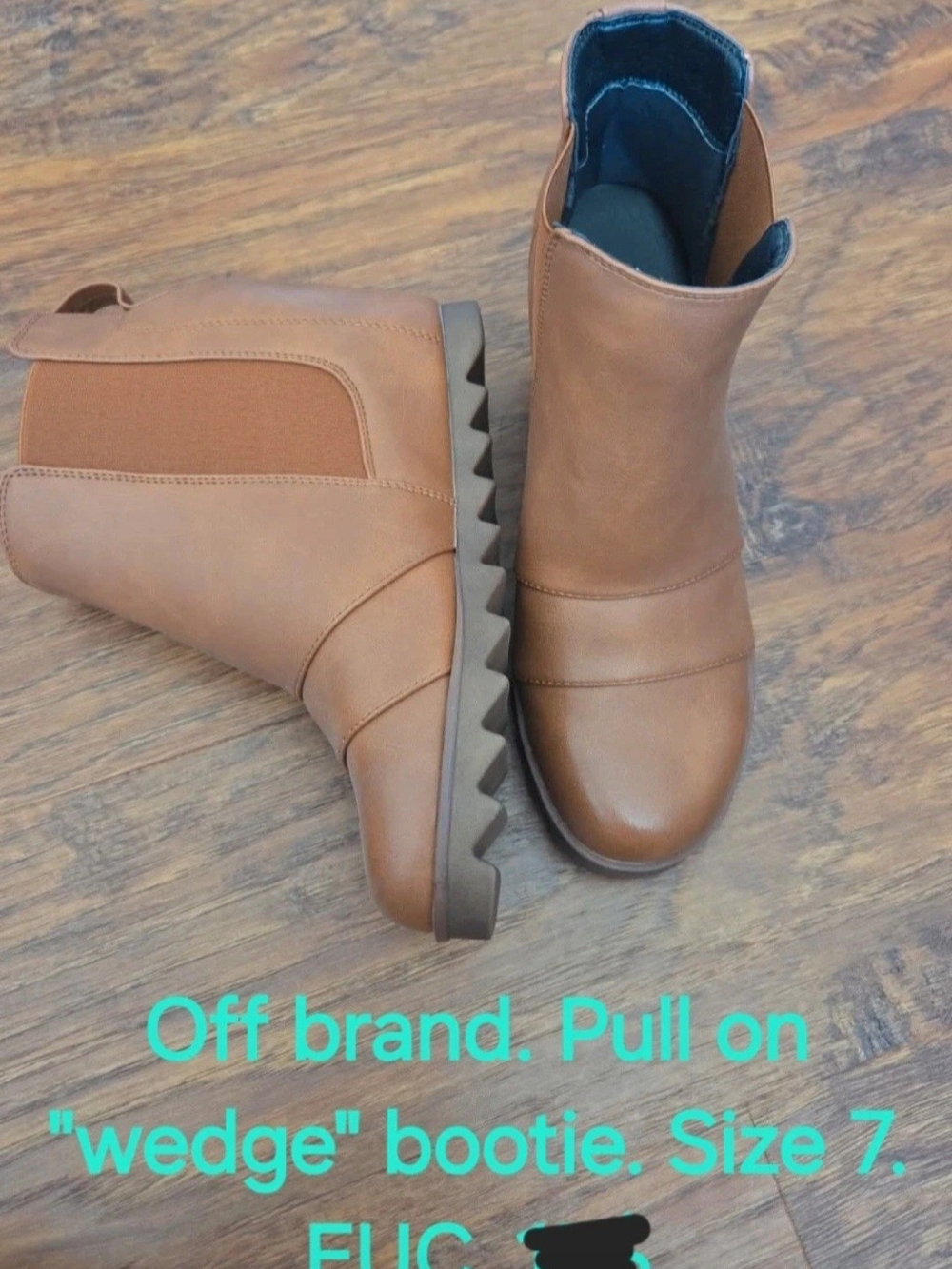 Women's Tan Pull-On Wedge Booties